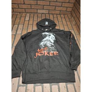 Joker Men's Graphic Faded Black Hoodie Sweatshirt Lg Jon Lauren